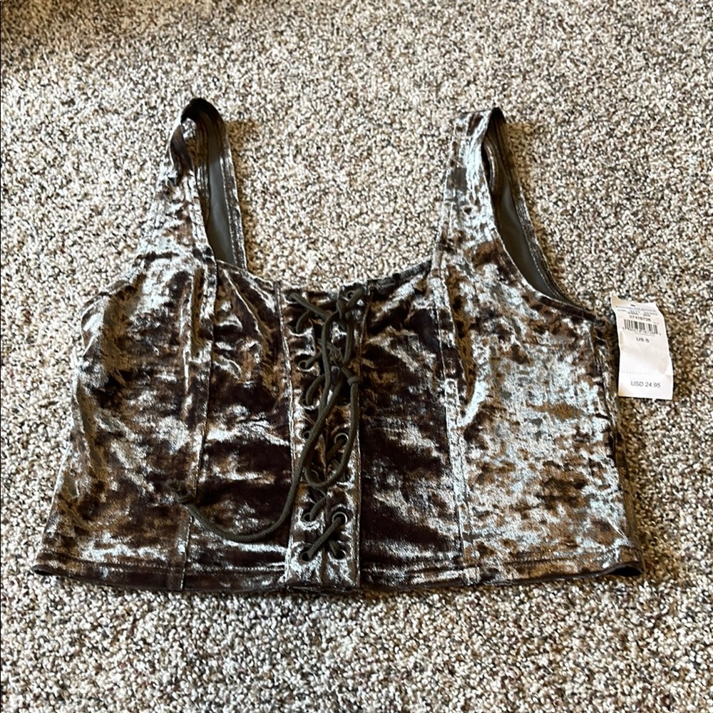 Velvet Lace-Up Tank Top